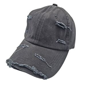 Womens Distressed Black Baseball Cap